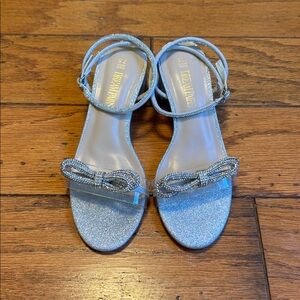 DreamPairs Silver Glitter Block Heels